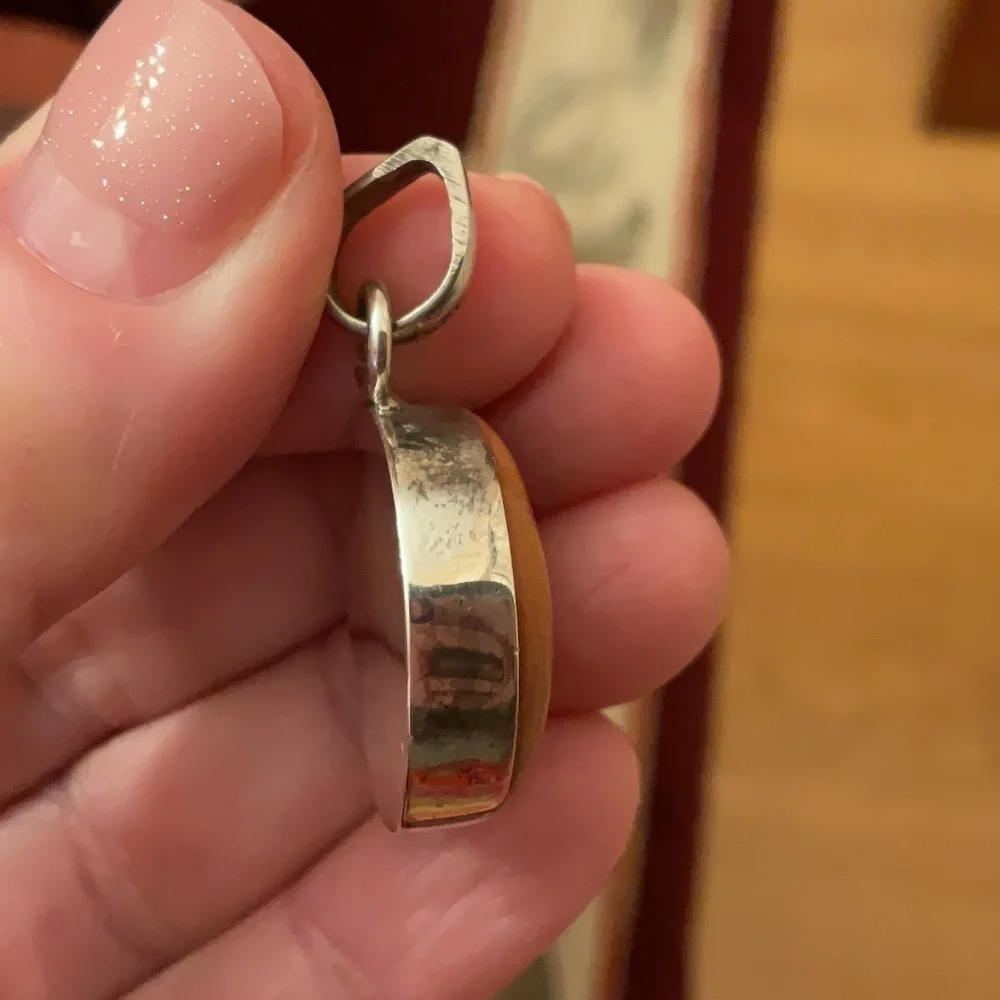 Sterling Silver 925 Gold stone Round Pendant